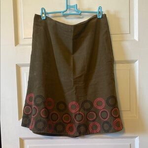 Boden Brown A-Line Skirt with Pink and Black Accents